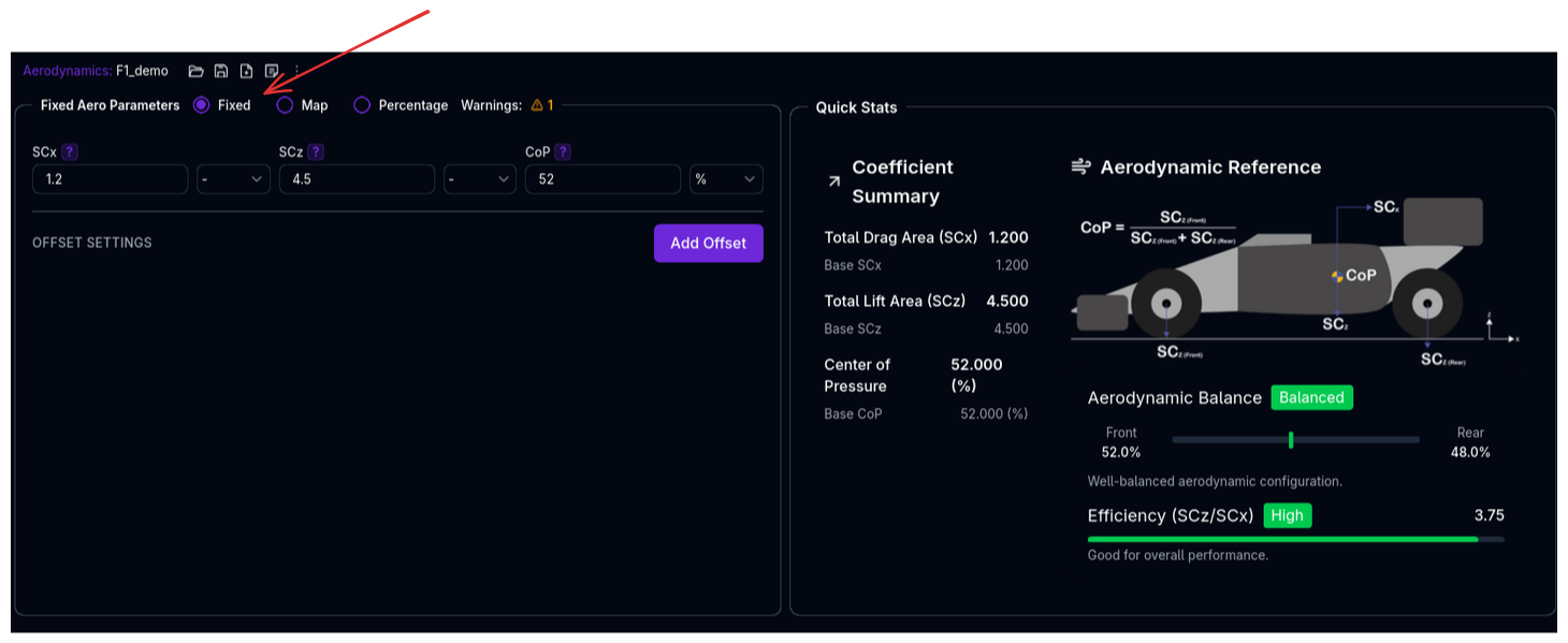Fixed Coefficient Aero Map