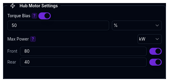 Hubmotor Settings