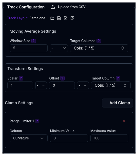 Track Filter Options