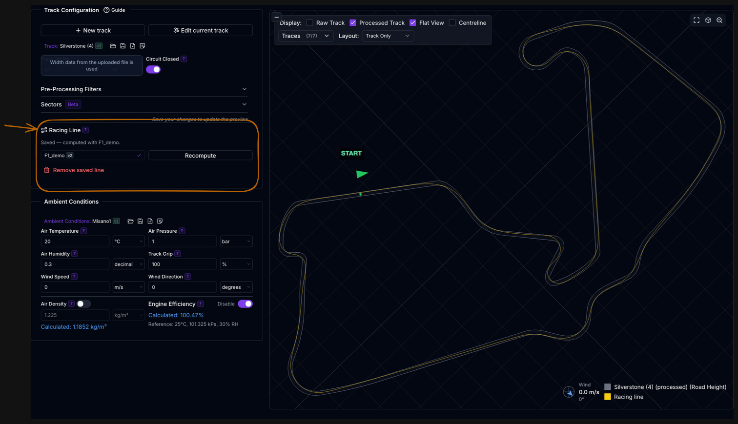 Racing Line Panel