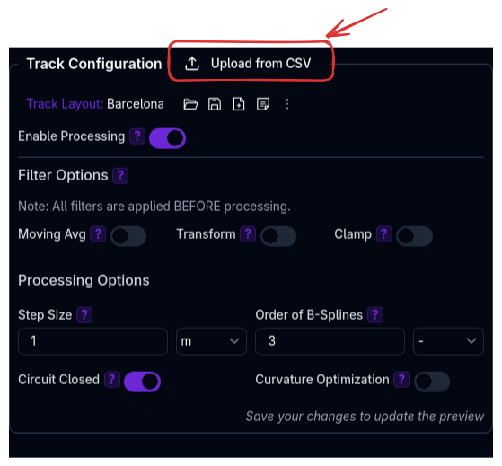 Track Upload Button