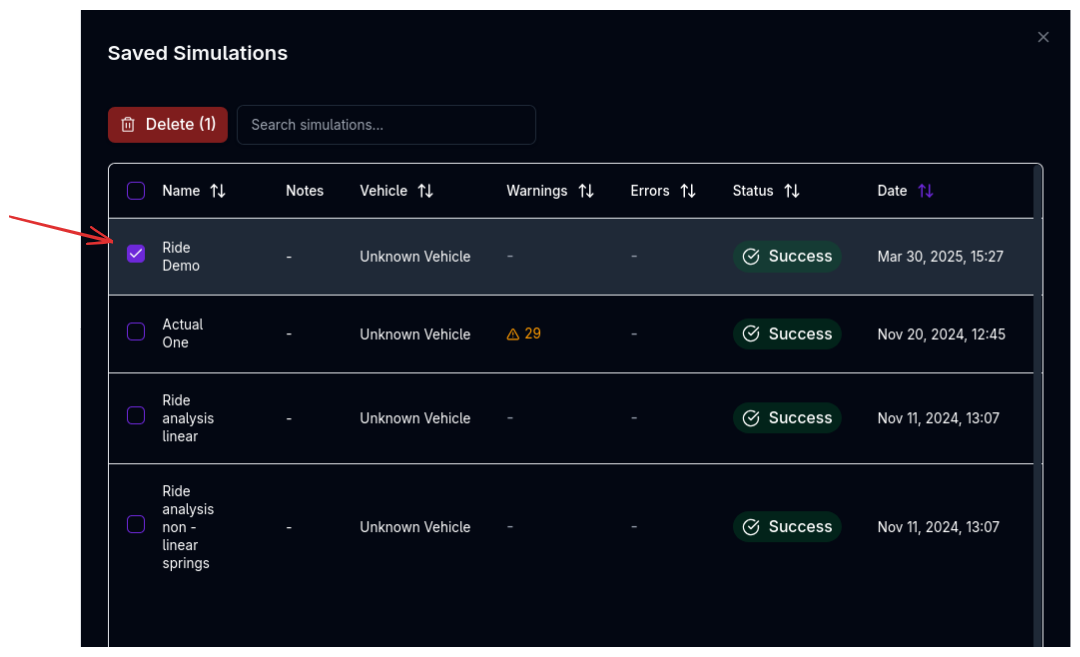 Selecting Ride Simulation