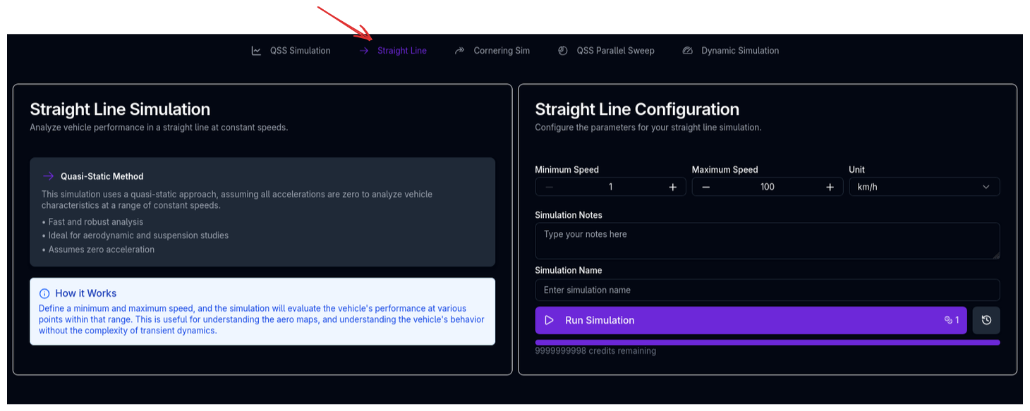 Straigh Line Simulation Page