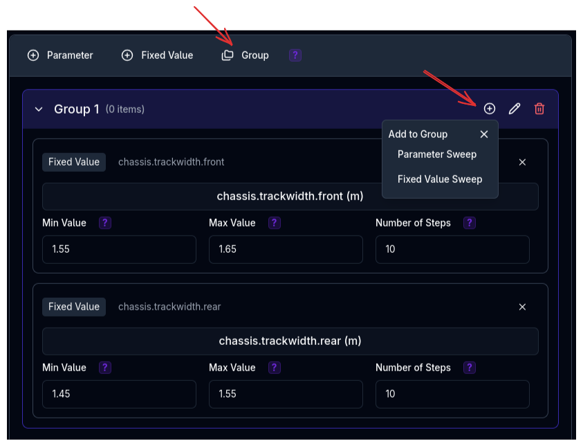 Group Sweep Parameters